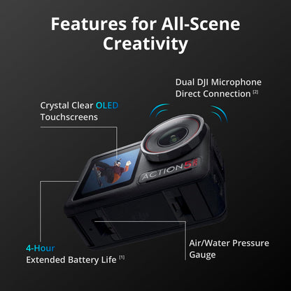 DJI Osmo Action 5 Pro Essential Combo, Waterproof Action Camera with 1/1.3" Sensor, 4K/120fps Video, Subject Tracking, Stabilization, Dual OLED Touchscreens, Action Camera 4K Ideal for Sports, Vlog
