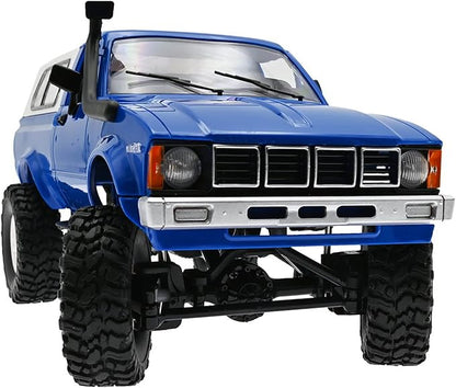 WPL C24 1/16 RC Rock Crawler 4x4 Truck with 3 Upgraded 1200mah Battery 2.4GHz Remote Control Off-Road Pick-up RTR for Men (Blue)