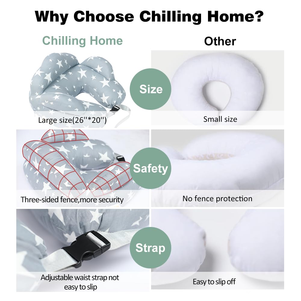 Chilling Home Nursing Pillow for Breastfeeding, Adjustable Nursing Pillow Breast Feeding Pillow Bottle Feeding More Support for Mom and Baby, Breastfeeding Essentials for Newborn,Removable Cover