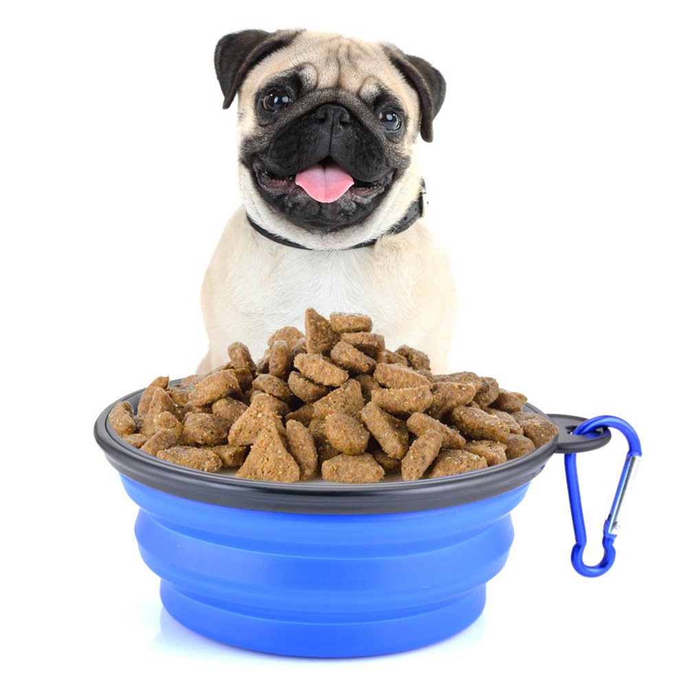 Collapsible Dog Bowls - 4 Pack, Portable Travel Water and Food Bowl with Carabiner Clip for Dogs and Cats - Ideal for Walking, Traveling, and Hiking