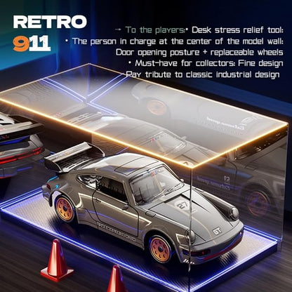911 Series RC Drift Car 1:43 Scale Mini Model with Alloy Build – Door-Opening Function Gyro Auto Calibration LED Underglow for Hobbyists &amp Collectors（Yellow）