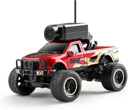 Helixsun WL 1/64 Scale RC FPV Truck APP Auto-Pairing Full-Proportional with WiFi Camera Multi-Zone Lighting System Giving Immersive Driving (Remote Controller Included/RTR/Red)