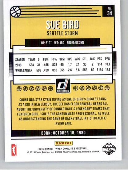 2019 Donruss WNBA #34 Sue Bird Seattle Storm Official Panini Basketball Card
