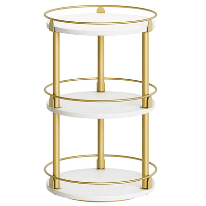 3-Tier Lazy Susan Organizer, Rotating Spice Rack, Spinning Organizer, Industrial Turntable Spice Rack Organizer for Cabinet, Kitchen Countertop, Pantry, Rustic Brown and Black SR23BR