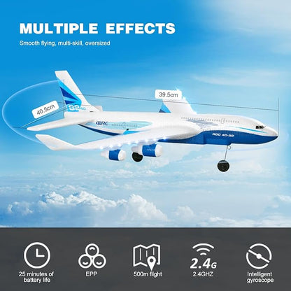 4DRC Remote Control Airplane for Kids Boys Adults G2 Remote Control Plane Jet for Beginners Adult Ready to Fly Airplane with One Key Aerobatic LED Light RC Plane for Kids 2 Battery