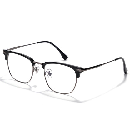 ZanyLen Blue Blocker Glasses for Men Metal Browline Computer Gaming Glasses With Blue Ray Filter (Gunmetal/Black TR90 Eyeglasses)