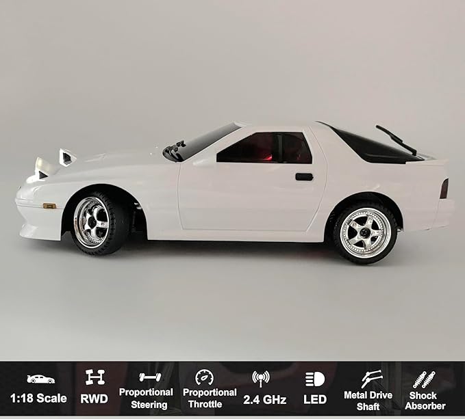 1/18 RC Drift Car with Gyro LDRC Drift Car RWD Hobby RC Car Drifting and Race with ESP Gyroscope Proportional Throttle Steering Metal Drive Shaft Independent Suspension Adult LD1802