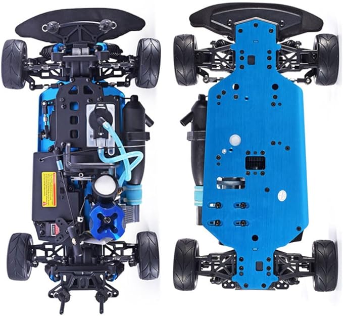 Nitro RC Cars for Adult 1/10 2.4G Professional Fast Drift Remote Control Car Two Speed Nitrogen Drive Truck 4WD 80KM/H Metal Chassis Gas Methanol Fuel Climbing Vehicle with Igniter (Black)