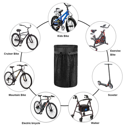 Caudblor Bike Water Bottle Holder Bag for Kid Adult, Insulated Bicycle Coffee Cup Holders with Phone Storage, Black Handlebar Drink/Beverage Container for Walker/Cruiser/Exercise/Mountain Bike