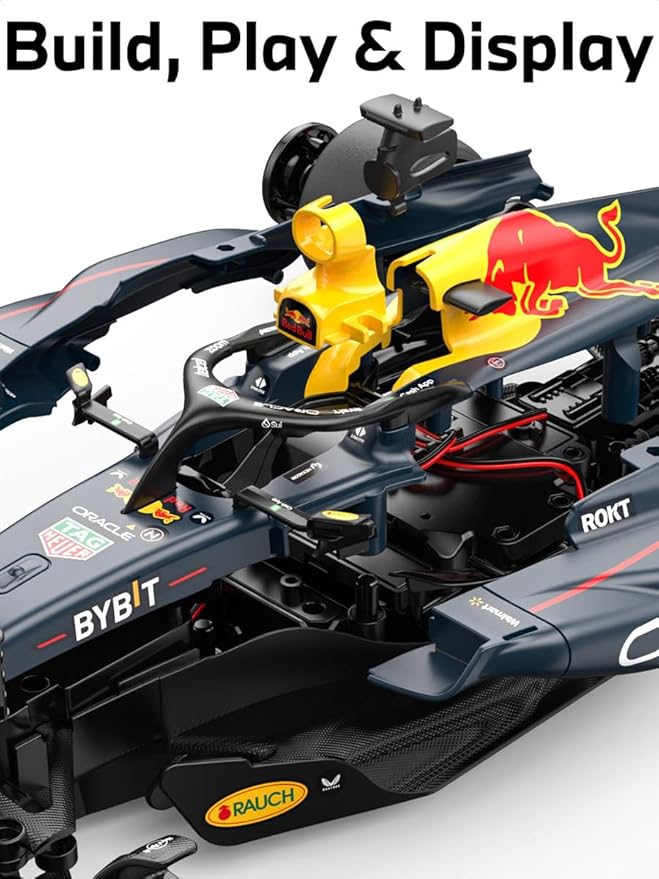 RASTAR 92600 1/16 55PCS Officially Licensed RC Race Car Building Kits for Oracle RedBull F1 RB19 with Remote Motor &amp DIY Decals for Play &amp Display - Ideal Gift for F1 Fans Ages 8+