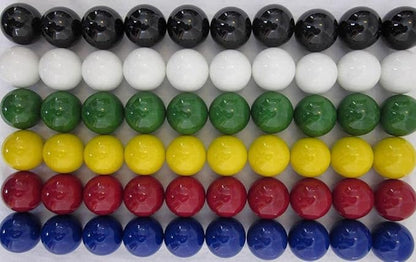 Big Game Toys~60 Large 1 (25mm) Replacement Glass Marbles Chinese Checker Aggravation Dirty Marbles Wahoo Abalone Board Game (10 Each of Red Blue Yellow White Green Black)