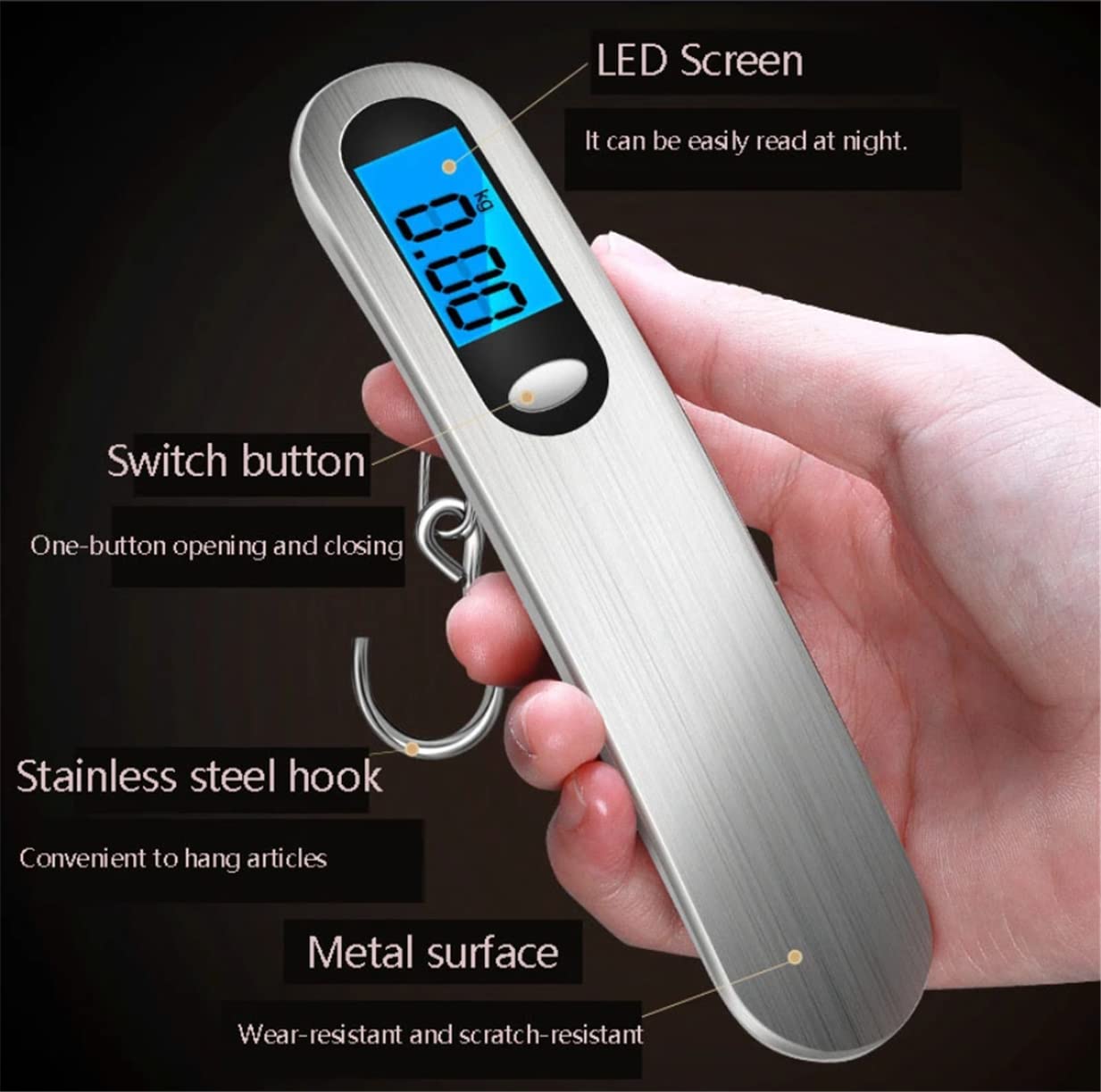 Luggage Scale 50kg/110LB, TXY Portable LCD Display Electronic Scale Weight Balance Suitcase Travel Bag Hanging Steelyard Scale Tool with Hook