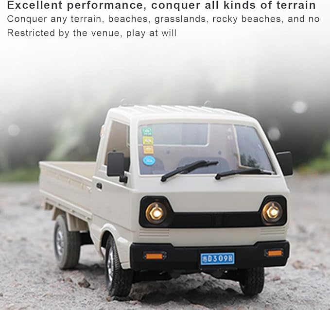 AMOC RC Mini-Truck WPL D12mini 1/16 2.4Ghz RC Car Mini-Van DIY Double Battery - White