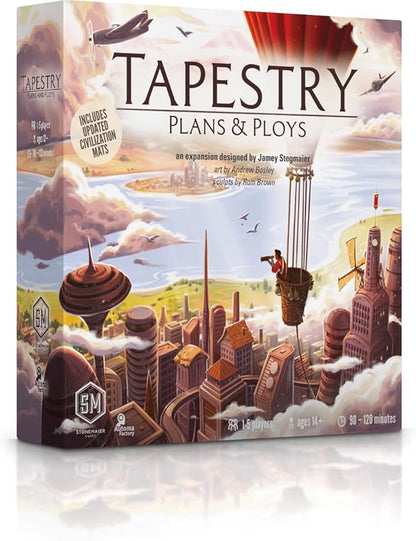 Stonemaier Games: Tapestry: Plans &amp Ploys Expansion by Jamey Stegmaier | Add to Tapestry (Base Game) | New Civilizations Achievements Tapestries and Landmarks | 1-5 Players 120 Mins