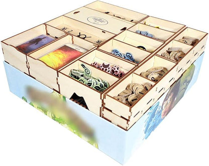 The Broken Token Game Organizer Compatible with Spirit Island - Wooden Game Organizing Box with Multiple Trays