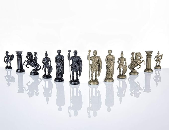 Plastic Chess Pieces RomanLegion 3 3/4 96 cm Black &amp Gold - Weighted Felted