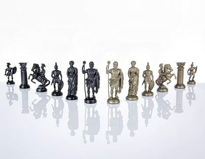 Plastic Chess Pieces RomanLegion 3 3/4 96 cm Black &amp Gold - Weighted Felted