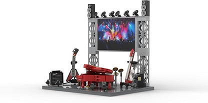 Rock Concert Building Sets MOC Musical Instrument Building Blocks with Piano Bass Guitar &amp Drum Set Building Kit Gift Includes Stage Screen &amp Light Scenes 573PCS