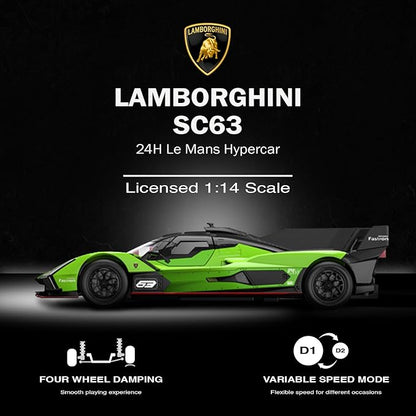 Voltz Toys 1/14 Scale Le Mans RC Car Licensed Lamborghini SC63 LMDh Remote Control Toy Car Model for Kids and Adults with Open Doors and Lights Gift for Kids and Adult