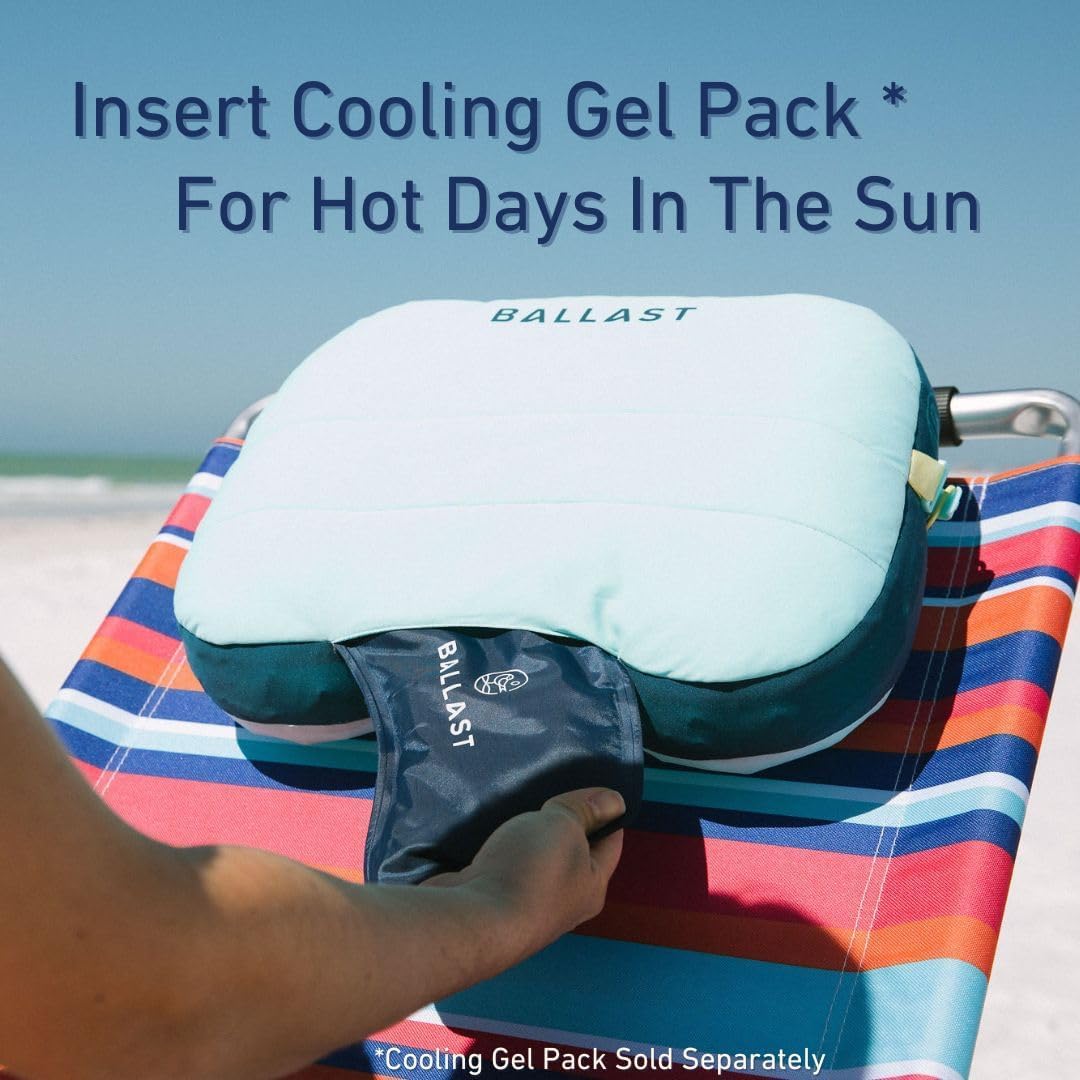 Ballast Beach Pillow – Comfy, Durable & Compact, Stays Put on Windy Beaches with Patented Sand Pouch, Inflatable Pillow for Beaches, Pools, Camping, Festivals and Travel (ADNT-Coastal-Anchor)