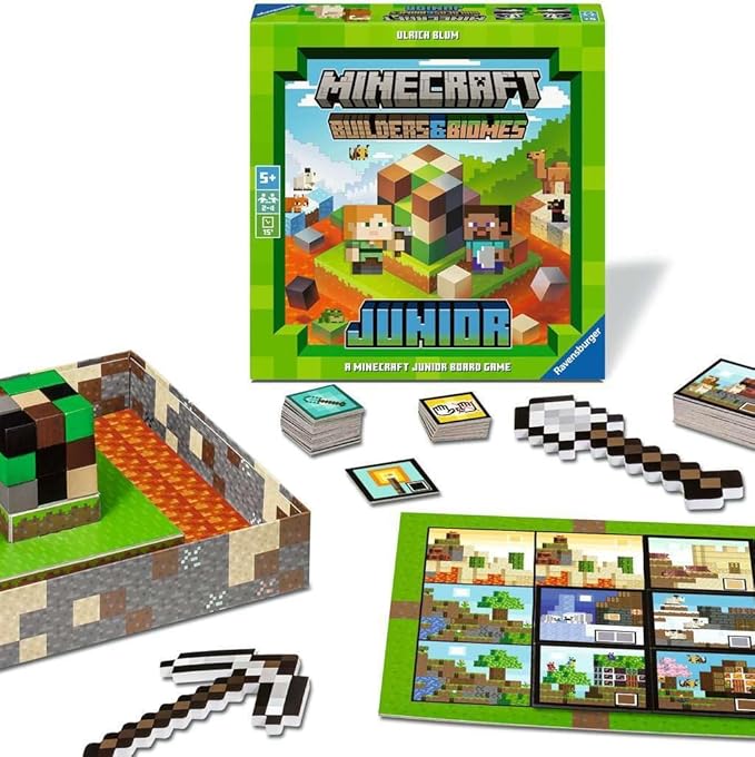 Ravensburger Minecraft Builders &amp Biomes Junior – Cooperative Kids Game | Fun Farm-Building Adventure with Creepers &amp Endermen | Develops Skills &amp Promotes Teamwork | Ages 5+