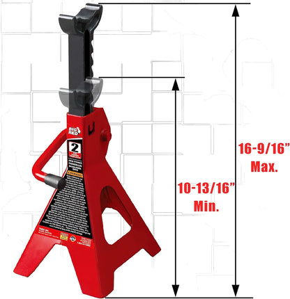 BIG RED T82001S Torin Hydraulic Trolley Service/Floor Jack Combo with 2 Jack Stands and Blow Mold Carrying Storage Case, 2 Ton (4,000 lb) Capacity, Red