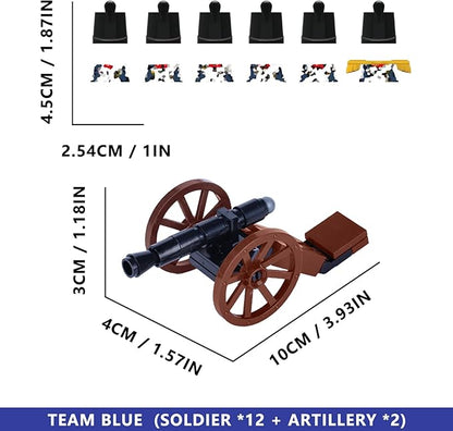 Revolutionary War Building Blocks Set 12 British &amp 12 French Soldier Figures Weapons Cannons Accessories Napoleonic Civil War Battle