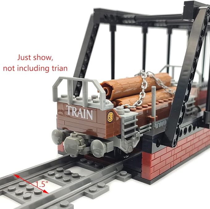 Classic Train Building Bridge City Passenger Express Train Tracks Toys Accessories Railroad Construction Building Block Compatible with Major Brand (Black Bridge)