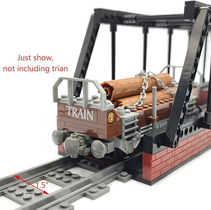 Classic Train Building Bridge City Passenger Express Train Tracks Toys Accessories Railroad Construction Building Block Compatible with Major Brand (Black Bridge)