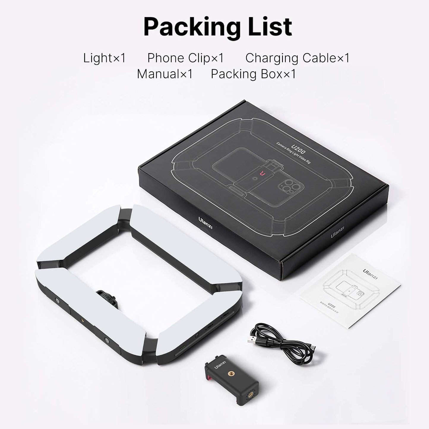 ULANZI U200 Smartphone Video Rig - Control LED Ring Light, YouTube & Vlogging Filmmaking Stabilizer