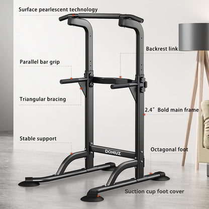 Power Tower Pull Up Bar and Dip Station, Multi-Function Home Gym, Strength Training Fitness Equipment, Height Adjustable