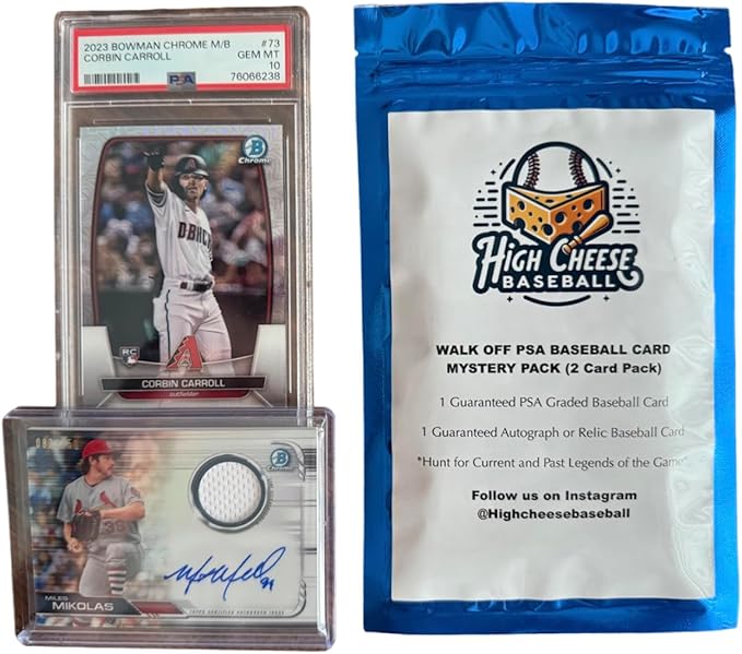 High Cheese Baseball Walk Off Mystery Pack - 2 Cards 1 PSA Graded &amp 1 Autograph/Relic Ungraded