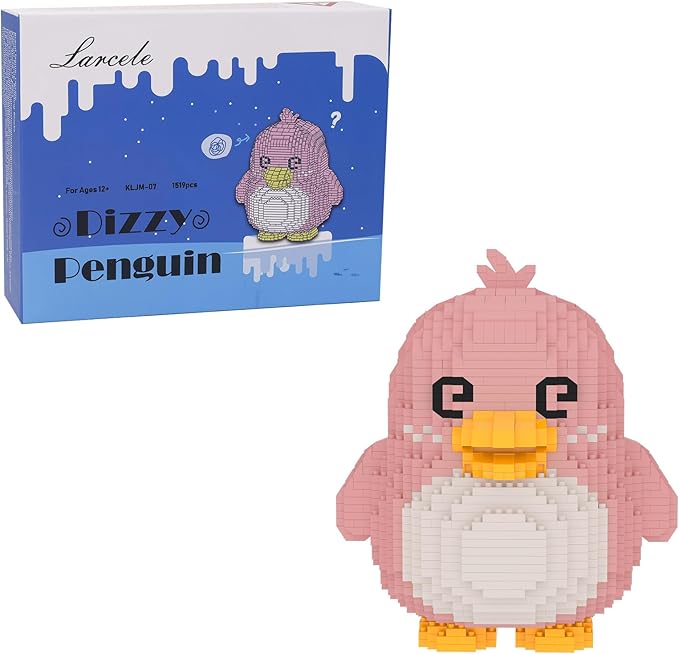 Larcele Micro Building Blocks Animal Set DIY Mini 3D Building Toy Bricks1519 Pieces KLJM-07 (Dizzy Penguin)