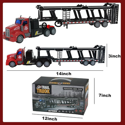 Remote Control Car Transporter Truck Includes 6 Cars 14 1:48 Car Transporter Semi Truck Toy Equipped with 2 Rechargeable Batteries Gifts Ideas for Boys Age 3-8 Year Old