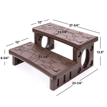 XtremepowerUS Universal Multi Purpose 2-Step Spa Hot Tub Pool Outdoor Indoor Camper RV Deck Steps Sided Step, Mocha