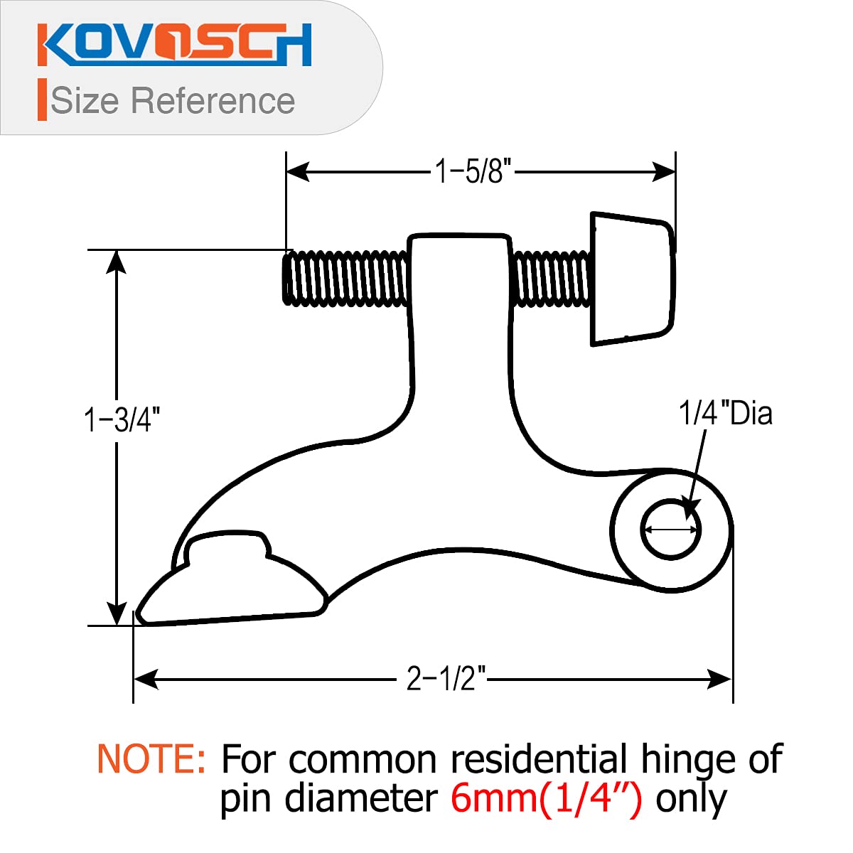 KOVOSCH 2 Pack Hinge Pin Door Stopper Brushed Satin Nickel - Adjustable Heavy Duty Hinge Pin Door Stop with White Rubber Bumper Tips