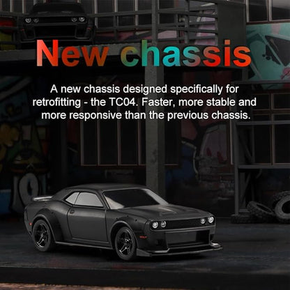 1:76 Turbo Racing Scale RC Sport Car Table Racing Remote Control Mini Model Car Full Proportional RTR Kit Toys (C75-black)