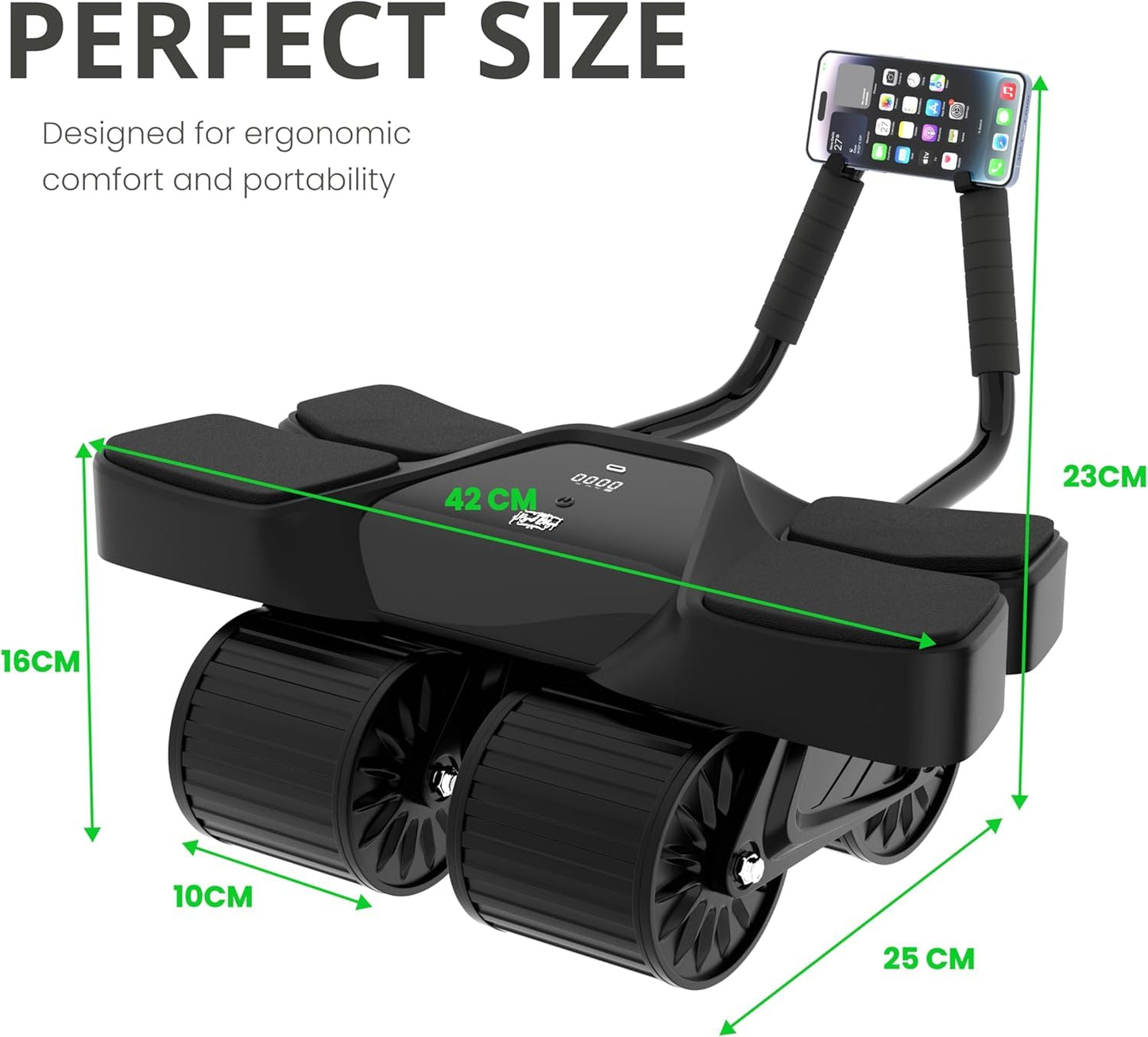 2025 New 4-Wheel Abdominal Roller with Elbow Support : Latest Upgraded High-Performance Exercise Machine With Automatic Rebound, Multi- layered Anti-Slip Design with Calorie Counting LCD Screen