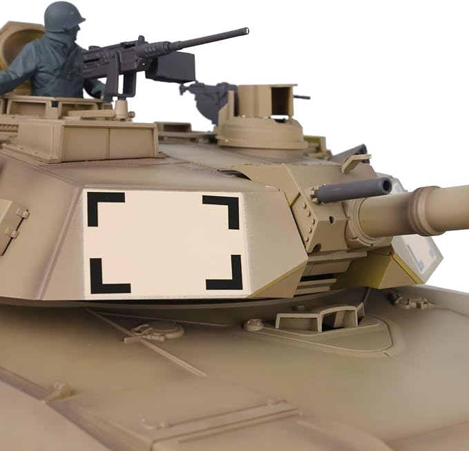Heng Long US in Stock Ver M1A2 Abrams RC Tank 2.4G 1/16 Scale 7.0 Upgraded Metal RTR Tank 3918 340° Rotating Turret Infrared Combat Smoking Unit Armored Combat Tank BB Shooting Airsoft Tank