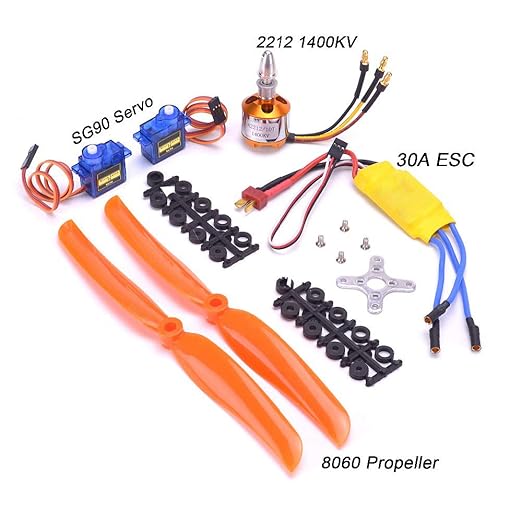 abcGoodefg A2212 1400KV RC Brushless Motor 30A ESC Motor SG90 Micro Servo 8060 Propeller Set for RC Plane Quadcopter Fixed Wing Plane Helicopter Aircraft