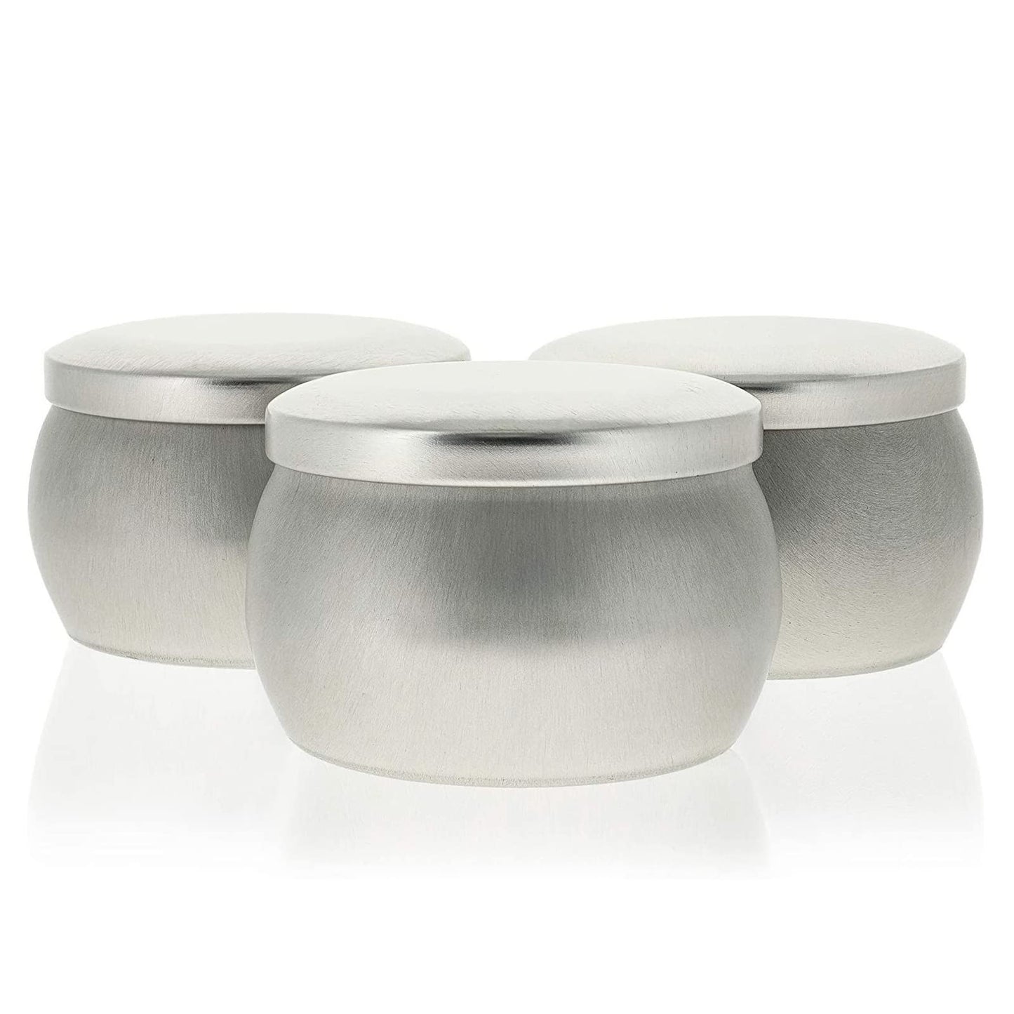 Bright Creations Candle Tins - 4 oz, 3 x 2 in, Silver, 24 Pack - Tin Cans with Lids & Tiny Containers for Wax Projects - DIY Candle Making Supplies