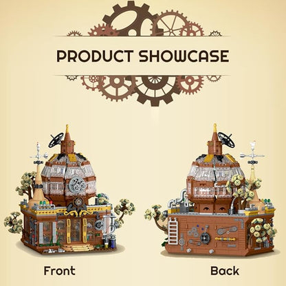 Steampunk Magic Shop Building Blocks Set – LED Lighted Model with Rich Details with Mechanic PartsMOC Architecture Toy Display for Adults &amp Teens(1842 Pcs)