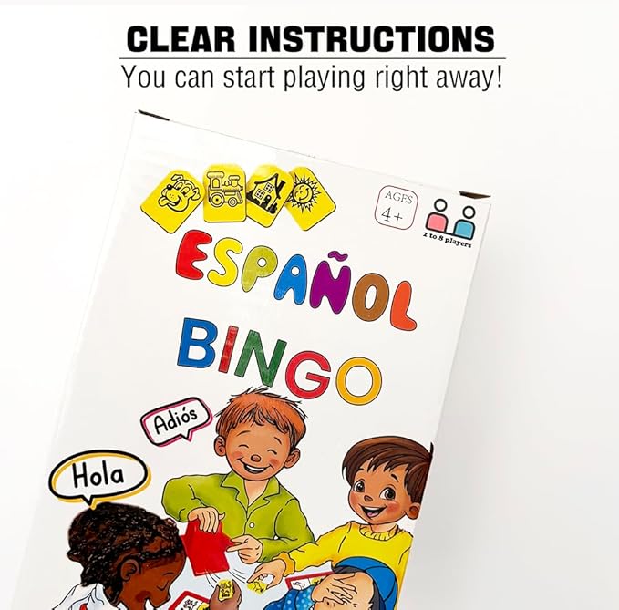 Spanish Vocabulary Bingo for Kids | Educational Learning with Sight Words | Boosts Language and Matching Skills | Ideal for Classroom and Home Use | Spanish Board Game