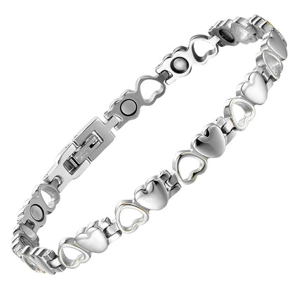 BioMag Magnetic Bracelet for Women,Titanium Steel Wristband Brazaletes Solid Pure Copper Valentine's Day Gift for Her Jewelry Gift with Adjustable Tool Birthday Gifts (Silver)
