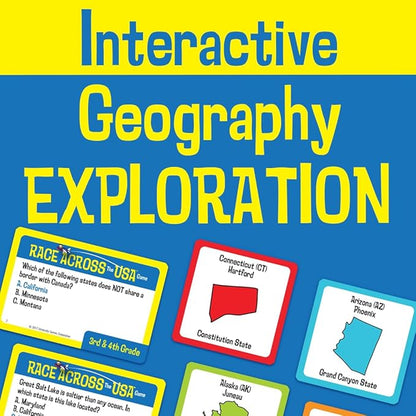 University Games Scholastic Race Across the USA Board Game  Geography Learning Game for Kids and Families for 2 to 4 Players Ages 8 and Up