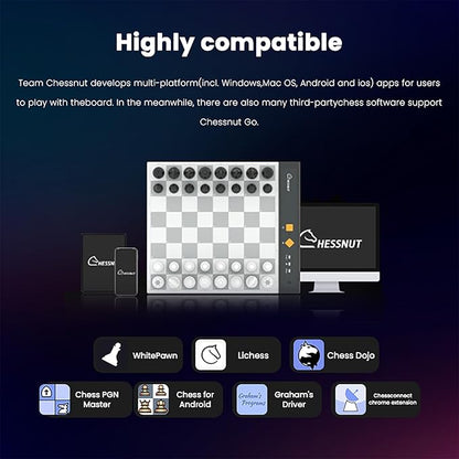 Chessnut Go Ultimate Portable Travel Electronic Chessboard with Full Piece Recognition and Strong Magnetic Adhesion - Perfect Desk or Travel Size（Orange）