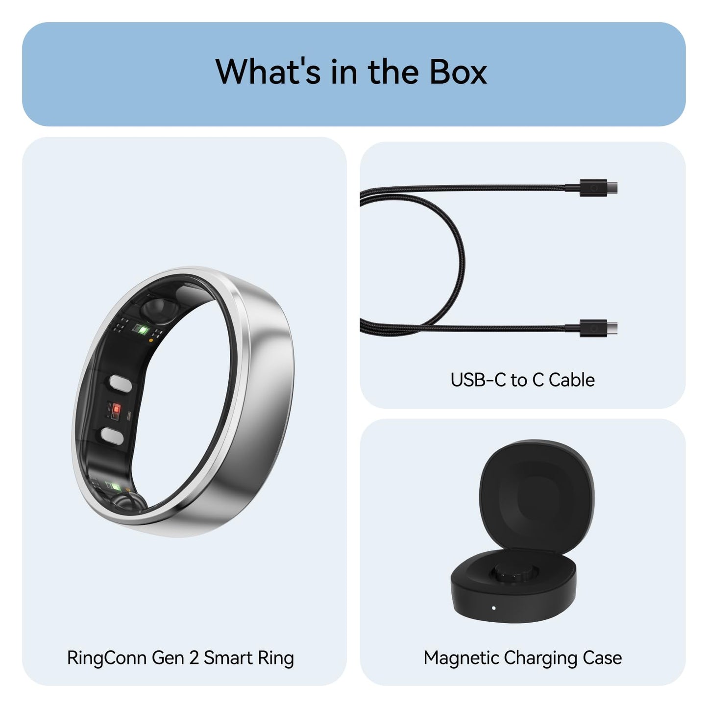 RingConn Gen 2, World’s First Smart Ring with Sleep Apnea Monitoring, No APP Subscription, 12-Day Battery Life, Stress/Heart Rate/Women's Health Tracker, Android & iOS Compatible (Silver, Size 10)