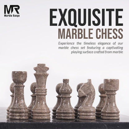 Marble Chess Set for Adults 15 Handmade Black &amp Oceanic Board Game with 32 Chess Pieces 2 Extra Queens &amp Storage Box Luxury Travel Game – Elegant Home Décor