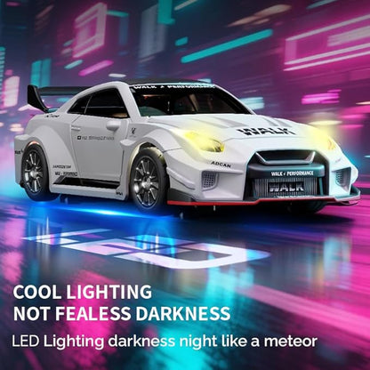 1:43 RC Drift Car 20KM/H with Gyro 2.4G 4WD Full Proportional Alloy Sport Racing Car Adjustable Speed LED Lighting for Teens &amp Adults-D43-02