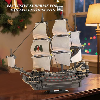 39087 Ghost Mary Pirate Ship Building Block Model Kit 1055 PCS Display Sailing Vessel for Adults